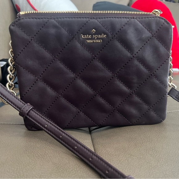 Kate Spade NY Emerson Place Harbor quilted leather crossbody bag dark purple - Picture 2 of 10